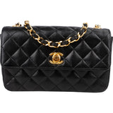 Chanel Quilted Lambskin 24K Gold Mini Single Flap Crossbody Bag
