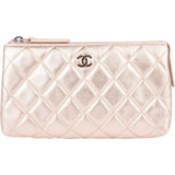 Chanel Quilted Metallic Lambskin CC Pouch