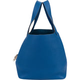 Hermès Bleu Tie Taurillon Clemence Palladium Picotin Lock 22 Handbag