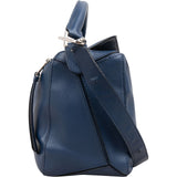 Loewe Blue Grained Calfskin Puzzle Crossbody Handbag