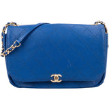 Chanel Quilted Stitched Leather Side Chain Single Flap Shoulder Bag