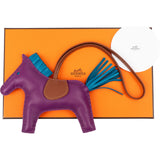 Hermès Anemone Blue Izmir Tricolor Leather Rodeo MM Pendant