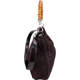 Gucci Leather Nylon Bamboo Top Handle Hobo Shoulder Bag