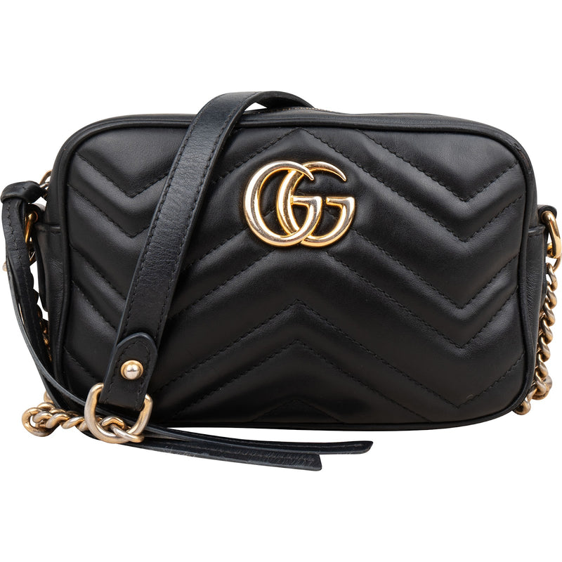 Gucci Matelassé Leather GG Marmont Mini Camera Crossbody Bag