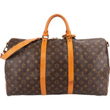 Louis Vuitton Monogram Canvas Keepall 50 Bandoulière Travel Bag