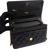 Chanel Quilted Caviar Leather Wallet on Chain Crossbody Bag