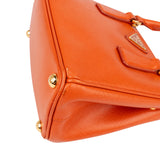 Prada Orange Saffiano Lux Leather Micro Galleria Crossbody Handbag