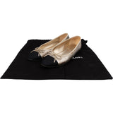 Chanel Metallic Leather Cap-Toe Bow Ballerina Flats (35,5)