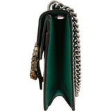 Gucci Grained Green Leather Dionysus Crystal Small Crossbody Bag