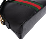 Gucci Black Leather Ophidia GG Small Web Bowling Crossbody Bag