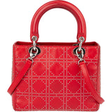 Christiann Dior Studded Cannage Lambskin Lady Dior Handbag