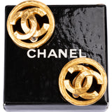 Chanel Gold CC Round Clip-On Earrings