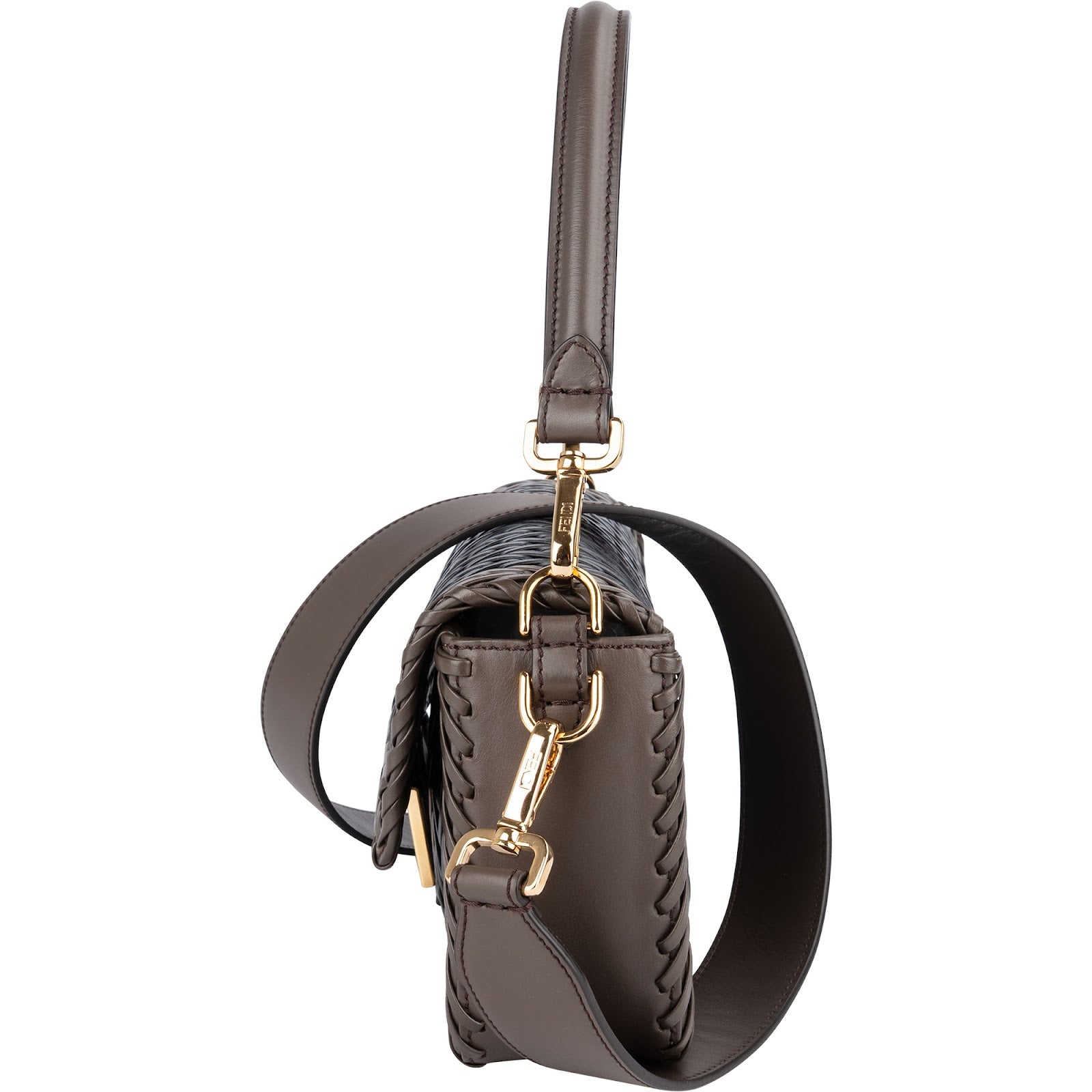 Fendi Woven Leather Baguette Crossbody Bag - vintageandkickz