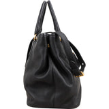 Prada Black Vitello Daino Leather Tote Handbag