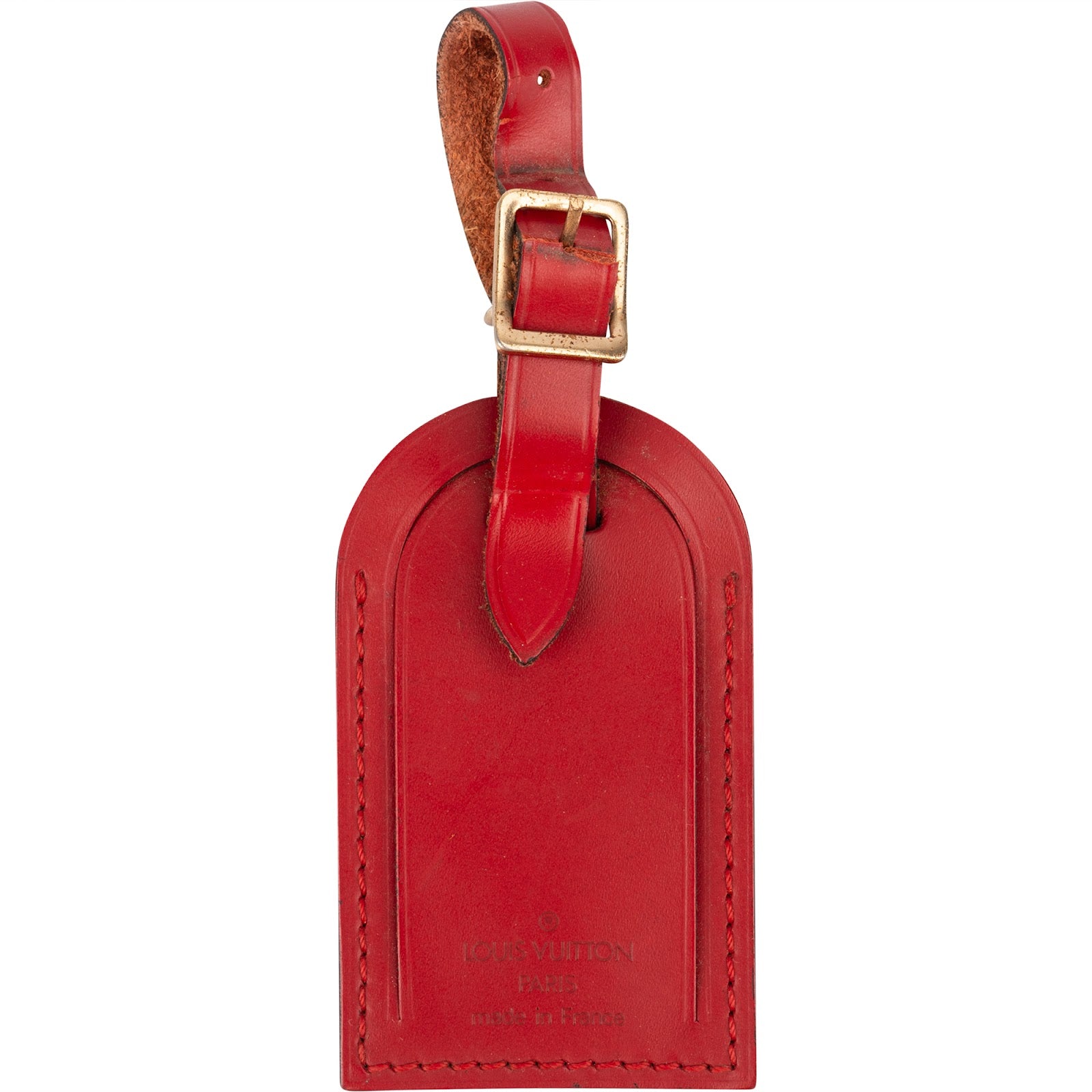 [🔄️B10 / F44] Louis Vuitton Red Epi Leather Luggage Tag - vintageandkickz