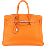 Hermès Orange H Epsom Leather Palladium Birkin 35 Handbag