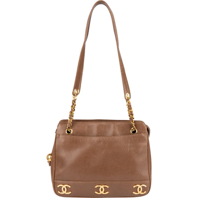 Chanel Caviar Leather Triple CC Tote Shoulder Bag - vintageandkickz