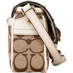 [🔄️B14 / F36] Coach Monogram Signature Canvas Hampton Studded Demi Flap Crossbody Bag - vintageandkickz
