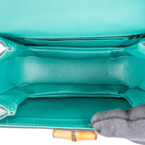 Gucci Turquoise Exotic Leather Crocodile Bamboo 1947 Mini Top Handle Crossbody Bag