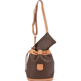 Celine Macadam Monogram Canvas Drawstring Bucket Shoulder Bag