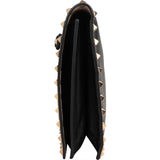 Valentino Garavani Black Leather Rockstud Flap Clutch