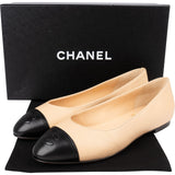 Chanel Multicolor Leather Cap Toe Ballerina Flats (37)