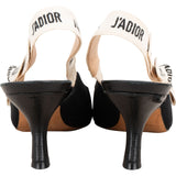Christian Dior Black Leather Navy Fabric J'ADIOR Slingback Pumps (37)