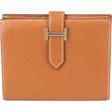 Hermès Gold Brown Epsom Leather H Béarn Compact Wallet