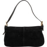 Fendi Black Suede Baguette Shoulder Bag
