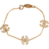 Chanel Vintage 1982 Crystal CC Emblem Charm Bracelet Armband