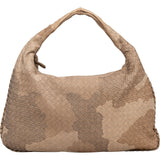 Bottega Ventea Intrecciato Leather Stitched Camouflage Print Belly Shoulder Bag