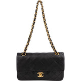 Chanel Quilted Lambskin 24K Gold Small Double Flap Shoulder Bag
