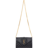 Yves Saint Laurent Grain De Poudre Leather Cassandre Envelope Wallet On Chain Crossbody Bag