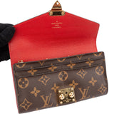 Louis Vuitton Canvas Monogram Red Leather Pallas Wallet