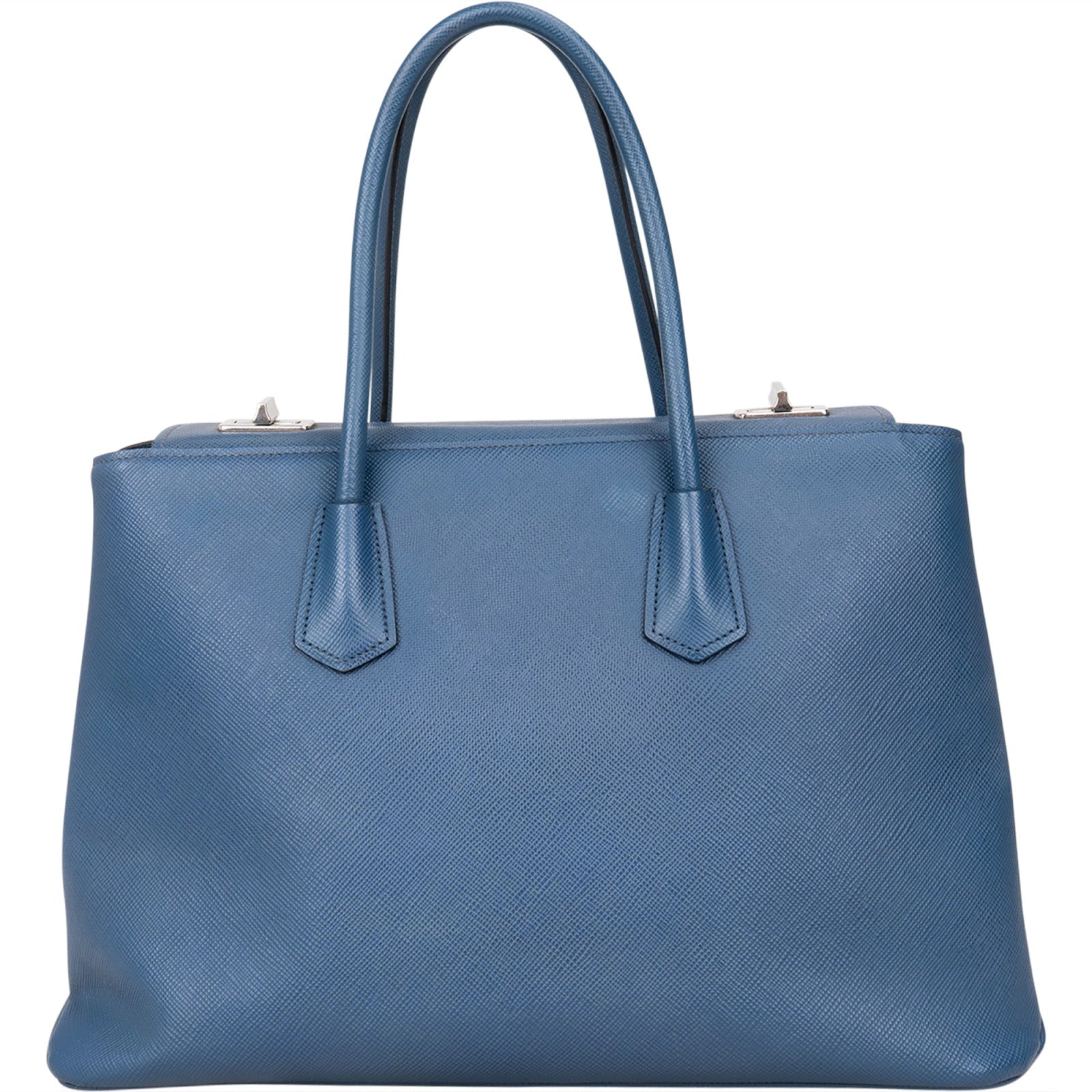 Prada Saffiano Leather Galleria Turnlock Double Handbag - vintageandkickz