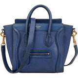 Céline Blue Grained Leather Nano Luggage Crossbody Handbag