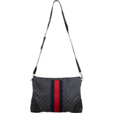 Gucci Monogram GG Black Supreme Web Messenger Crossbody Bag