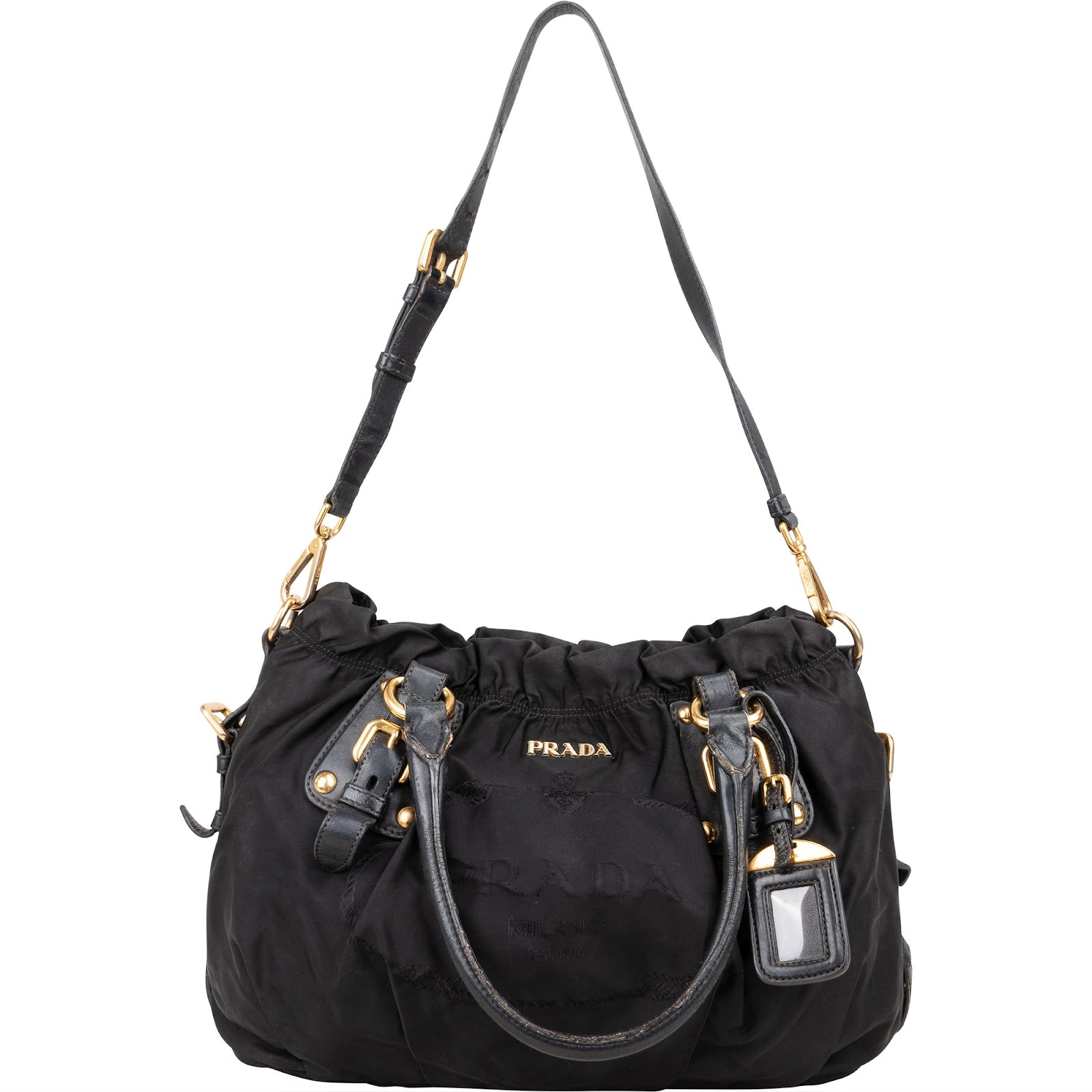 Prada Black Nylon Logo Handbag - vintageandkickz