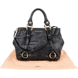 Miu Miu Vitello Lux Leather Ring Tote Handbag