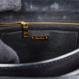 Miu Miu Black Grained Leather Madras Top Handle Handbag