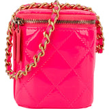 Chanel Pink Quilted Patent Leather Small Vanity Case Crossbody Bag