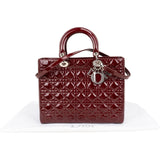Christian Dior Quilted Patent Leather Lady Dior Handbag - vintageandkickz