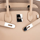 Hermès Swift Blanc Gris Perle Ghillies Palladium Birkin 30 Handbag