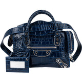 Balenciaga Croc-Embossed Leather Neo Cagole City Handbag
