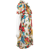 Gucci Multicolor Wool Floral Print Cold Shoulder Midi Dress (IT42)