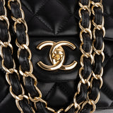 Chanel Quilted Lambskin Gold Maxi Double Flap Crossbody Bag