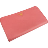 Prada Saffiano Leather Zip Around Clip Organizer Wallet