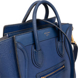 Céline Blue Grained Leather Nano Luggage Crossbody Handbag