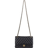 Chanel Quilted Caviar Leather Jumbo Double Flap Crossbody Bag