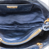 Miu Miu Blue Vitello Lux Tote Handbag